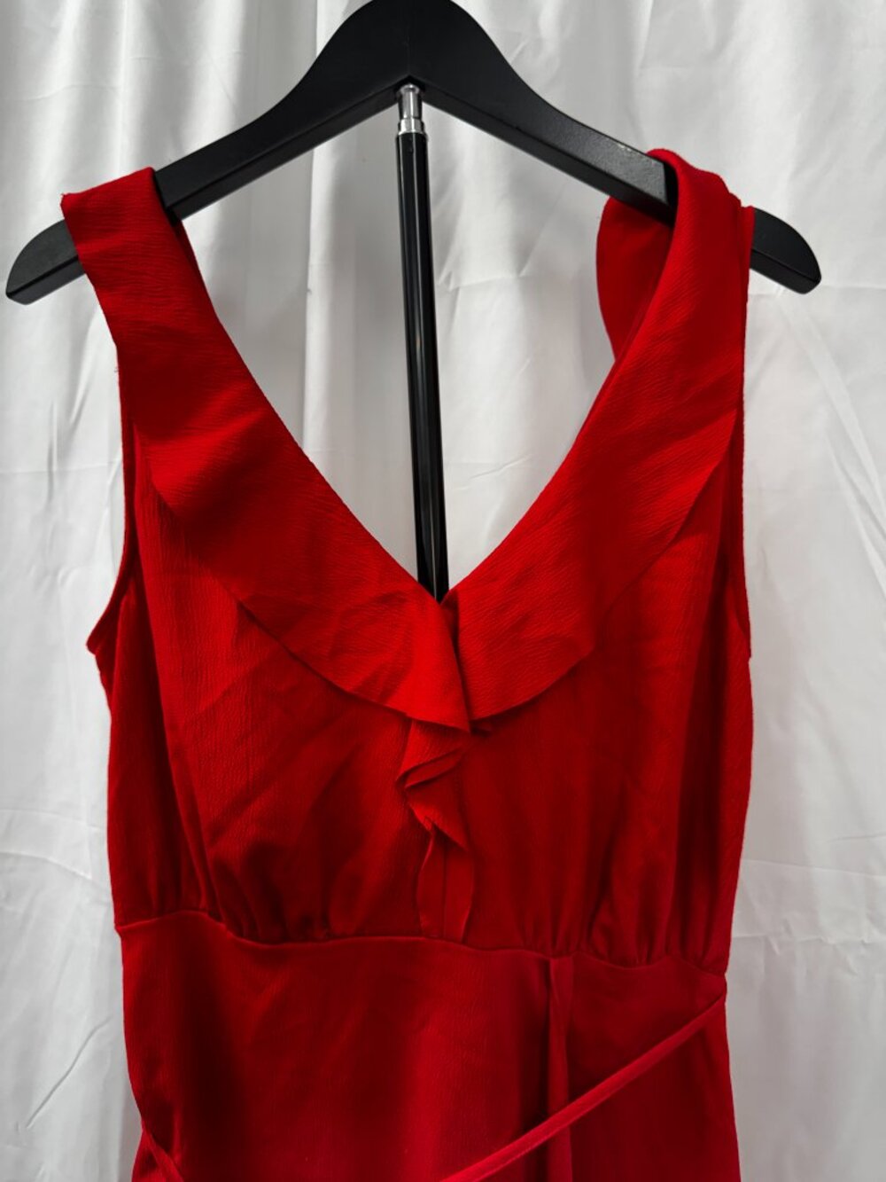 French Connection Maudie Drape Wrap Cocktail Dress Red Asymmetric Sz 2 - Picture 4 of 15